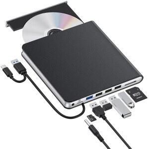 노트북용 외장 CD DVD 드라이브 USB 3.0 C 버너 휴대용 ROM 리더 라이터 플레이어 노트북 데스크탑 PC Windows 11 / 10 8 7 Mac OS Linux용
