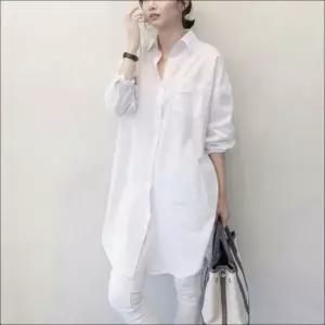 [하프클럽/셀러허브_여성트랜드패션]여자 캐주얼 남방 롱블라우스 루즈핏