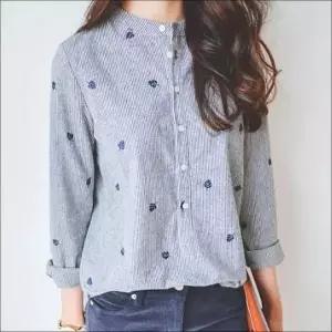 [하프클럽/셀러허브_여성트랜드패션]캐주얼셔츠 남방 차이나카라 패턴 블