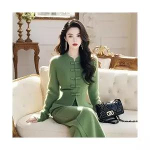 겨울 여자정장세트 가을 단추 풀오버 니트 바지 세트 ible4