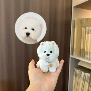 유니크한 화이트 포메라니안 인형 가방 강아지 키링 포메 펜던트