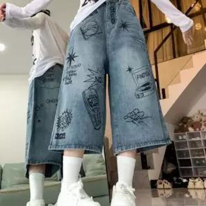 캐주얼 데님팬츠 독특한 스타일 여유핏 7부 청바지