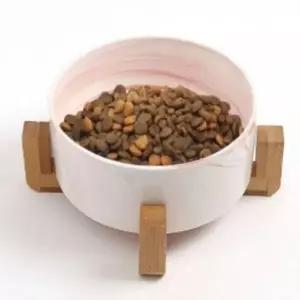 [셀러에이드]높은 반려동물 식기 우드 강아지 밥그릇 고양이 도자기