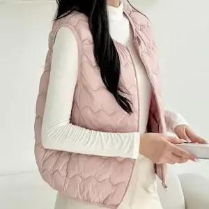 라운드 퀼팅 경량 패딩조끼 여성 사무실 조끼 WFLX6F6