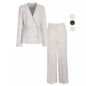 [하프클럽/비비드시크릿가너]SET 여성 노카라배색라인 봄가을 정장 자켓 팬