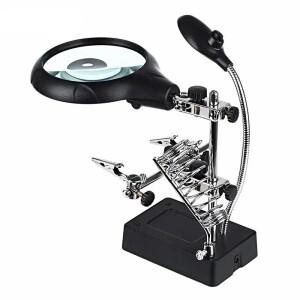 용접 확대경 5 LED 조명 데스크탑 렌즈 보조 클립 루페 세 번째 손 납땜 수리 도구