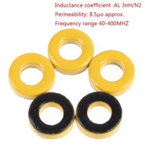 5pc T37-6 T50-2 철 분말 코어 9.55.23.3mm AL=3.0nHN2 8.5uo 먼지 페라이트 토로이드 코팅 노란색 회색