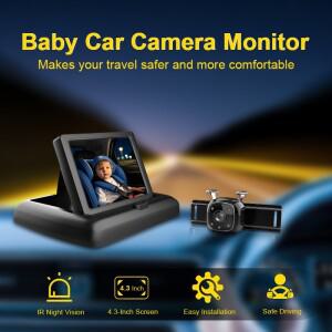 휴대용 차량용 베이비 모니터 4.3인치 HD 디스플레이  안전 시트 카 미러 야간 시야