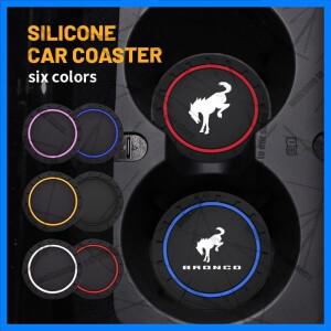 2pcs/1set For Ford Bronco Sport Emblem ST RS Line Car Coaster Waterproof Non-Slip Rubber Mat Water C