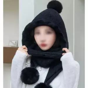 융털 후드 넥워머 겨울 모자 여성 목도리