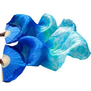 벨리 댄스 팬 베일 100 리얼 실크 모조  염색 고  1 쌍