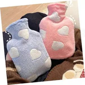 하트 패턴 천 소재 온수 주머니 겨울 손 보온 찜질 온열 패드 휴대용 야외 활동