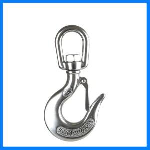 해양 304 스테인레스 스틸 리프팅 체인 호이스트 아이 회전 회전식 카고 후크 걸쇠 회전 스냅 후크로드 0.1