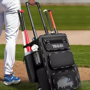 야구 캐리어 가방 20인치 바퀴 하키 주황색과 장비 트롤리