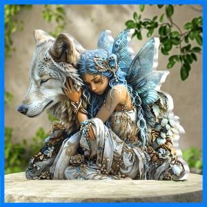 10 인치 2D 요정 영혼 & 수호 늑대 아크릴 FigurineColor 인쇄 데스크탑 장식 로코코 스타일 매력적인 홈