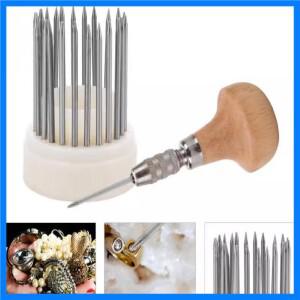 23pcs 구슬 도구 세트 다이아몬드 스톤 진주 곡물 도구 세트 나무 손잡이와 구슬 보석 금세공 보석상 도구