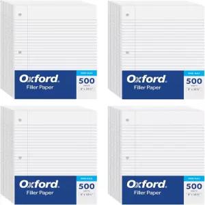 옥스포드 루즈 페이퍼 필러 노트북 8인치 x 10-1/2 와이드 룰 3홀 펀칭 링 바인더 3개용 2 000장 500팩 4팩