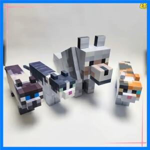 3D 칼리코 고양이 종이 모델 MC 픽셀 강아지 종이 모델 접기 장식 DIY 수제 종이접기 장식 재료 패키지