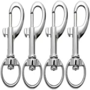 LuoQiuFa 플래그 클립 회전 스냅 후크 4개 아연 합금 1.8인치 다기능 개 목줄 보트 로프 열쇠고리용