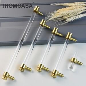 IHOMCASA 현대 황동 골드 가구 손잡이 서랍 당김 옷장 찬장 주방 캐비닛 문 릴 크리스탈
