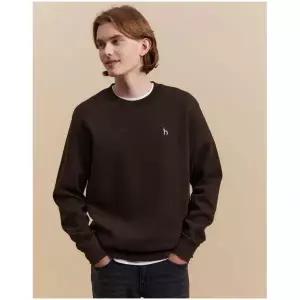 [헤지스] HAZZYS 남성 브라운 피케 이중직 맨투맨 HZTS3D346W3