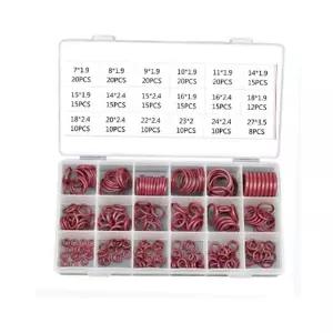 260pcs 18grid R134a R12 HNBR 고무 오링 씰 키트 모음 세트 자동차 에어컨 시스템 빨간색