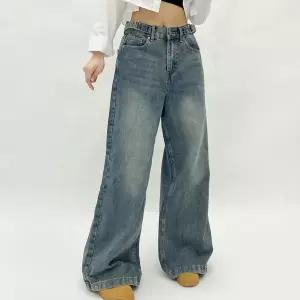 [하프클럽/다잇템]여자 비조 2WAY 워싱 와이드핏 밑버튼 청바지