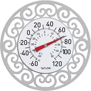 테일러 장식용 마그네틱 스크린 온도계 5인치 파티오 수영장 또는 차고 회색의 읽기 쉬운 숫자가 있는 무선