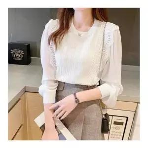 [라일리여성의류] Rly FF95507 2컬러 시폰 소매 라운드 레이스