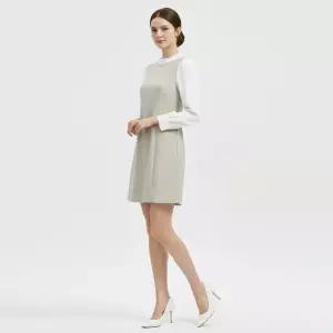 여성 하객룩 페이크 레이어드 봄 미니 원피스 EGG-WDR-21050-베이지