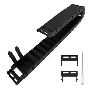 LmioEtool R28/38 15mm x 50mm(내부 H 내부 W) 검은색 플라스틱 케이블 캐리어 드래그 체인 1M 길이 엔드