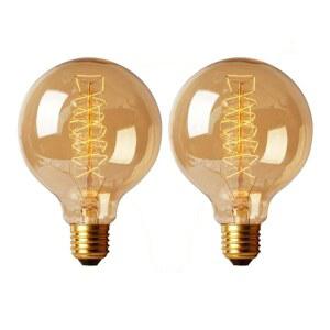 CTKcom G30 에디슨 글로브 전구 (2팩) - G95 E27 앤티크 백열 40W 등가 웜 화이트 램프, 나선형 텅스텐, 로프트 커피 바 레스토랑 주방 조명용