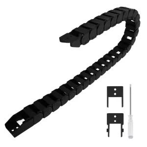 LmioEtool R46 15mm x 20mm (내부 H 내부 W) 검은색 플라스틱 케이블 캐리어 드래그 체인 1M 길이 엔드