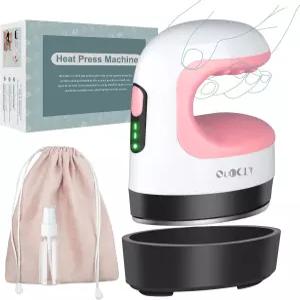 QuuCly 미니 열 프레스 기계 공예용 다리미 티셔츠 신발 모자 및 소형 HTV 비닐 프로젝트 이송(핑크)을