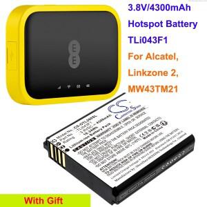 카메론 시노 핫스팟 배터리 알카텔 링크존 2 MW43TM21 용 TLi043F1 4300mAh