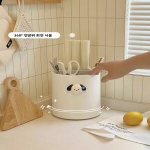 주방 회전식 칼꽂이 다호환용도 젓가락통 수납함 가정호환용 야채칼 거치대 방진 플라스틱