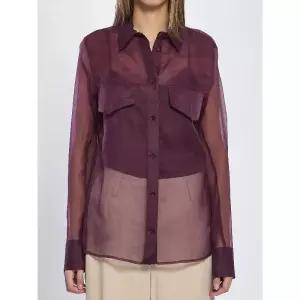 버건디 실크 오간자 셔츠 41108409 18