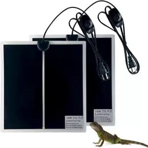 FIPASEN 파충류 온열 매트 거북이 뱀 도마뱀 소라게 양서류용 온도 조절 기능이 있는 2PCS 패드 - 탈착식