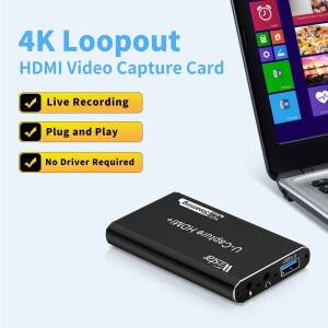 USB3.0 HDMI 비디오 캡처 카드 1080P60Hz 루프아웃 4K30Hz 게임 녹화 라이브 스트리밍 PS4 카메라용 그래버