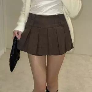 [하프클럽/]여자 하이웨스트 플리츠 골덴 바지 벨트 미니스커트