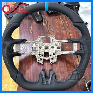 포드 머스탱 2015 2016 2017용 가죽 그립 천공 스티어링 휠 유압 함침 가죽 레이싱 휠 맞춤 색상