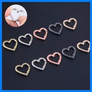 5Pcs 금속 심장 모양 스프링 Clasps 개방형 Carabiner 키 체인 가방 클립 후크 개 체인 버클 커넥터 액세서