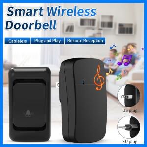 야외 무선 초인종 EU 미국 플러그 23A 12V 배터리 방수 스마트 홈 벽 관통 신호 키네틱 링 차임 초인종