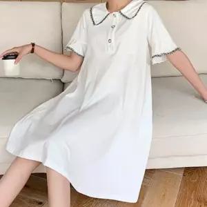 카라 포인트 라인 임산부 꾸안꾸룩 패ㅐ션 원피스 넉넉한핏 데일리 일상복 퍼프소매