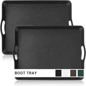 입구용 부츠 트레이 튼튼한 소형 매트 2팩 16.7 x12.8 방수 신발 듀얼 이어 핸들 정원 반려동물용 실내/외