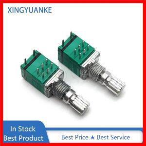 2PCS RK097 유형 듀얼 8 핀 B10K 푸시 스위치 볼륨 조정 로터리 전위차계 플라워 샤프트 길이 15MM
