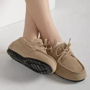 소가죽 플랫 단화 모카신 양모 털부츠 겨울부츠 / LA6007P