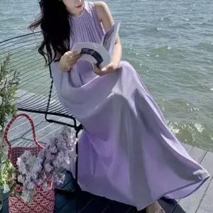 체형커버 A라인 롱원피스 바캉스룩 쉬폰원피스 넥셔링