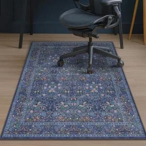 36인치 x 48인치 하드우드 바닥용 다크 블루 사무용 의자 매트 미끄럼 방지 고무 등받이가 있는 책상 밑