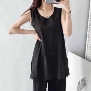 구제필링 여자에니팅레이어드면롱나시 여름 데일리